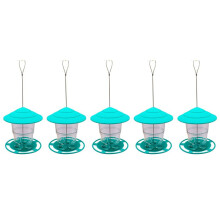 5X Wild Bird Feeder, Outside Squirrel Proof Bird Feeder, Hanging Wild Bird Feeder with Round Shaped Roof Green