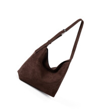 Trendy Suedes/Leather Shoulder Bag for Women Hobos Bag-Coffee