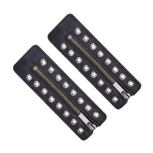 PU Leather Zippered Shoelace Inserts Shoelace Zippered-Black