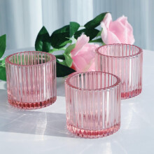 Glas-Teelichthalter – Klares, geripptes Design, 1 oder 2 Stück