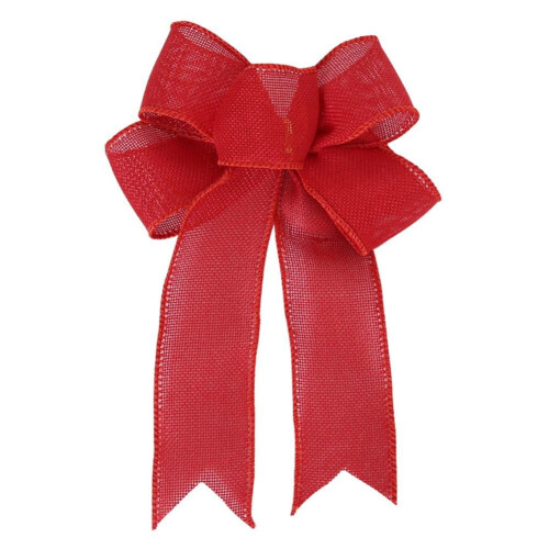 Christmas Tree Topper Bow, Flocked Linen, 24x19cm