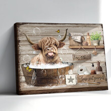 Highland Cow fürdőszobai vászonkép falra