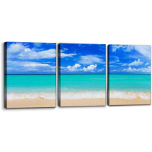 Tropische strand muurdecoratieset – 3-delig canvas, 30 x 40 cm