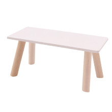 Mesita auxiliar miniatura de madera para casa de muñecas, blanca