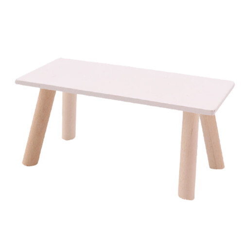 White Wooden Miniature End Table for Dollhouse