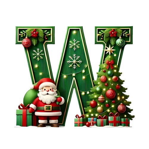 JeashCHAT Green Acrylic Christmas Ornament with Initial, 1