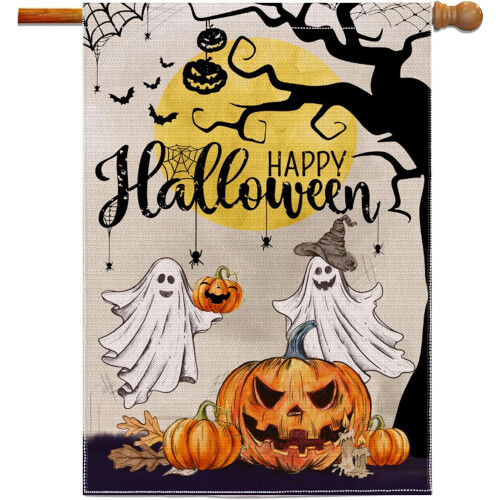 Σημαία Διπλής Όψης για το Halloween 28x40in Ghost Happy Halloween