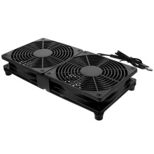 Dupla USB PC hűtőventilátor, fekete, 24x12cm