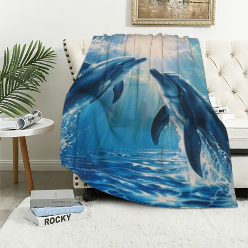 Delfin flanel takaró 150x200cm