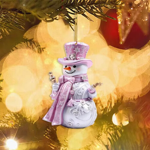 2025 Roze Sneeuwpop Acryl Kerstornament 2