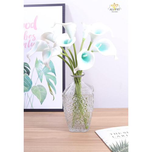 Artificial Calla Lily Flowers 10 pcs Teal Blue 2