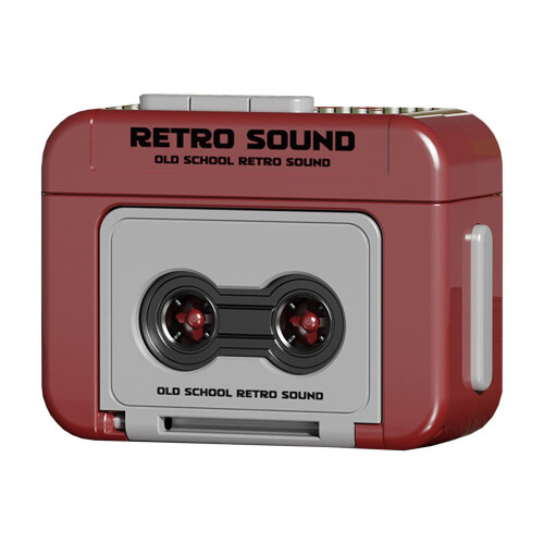 Porte-clés vintage en forme de mini-magnétophone rouge 1