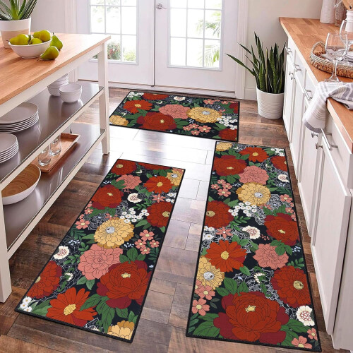 Spring Floral Kitchen Rug Set of 3 2
