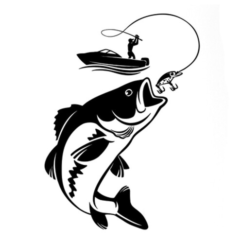 Weather Resistance Assorted Sizes Fish Car Sticker Decal-Schwarz
