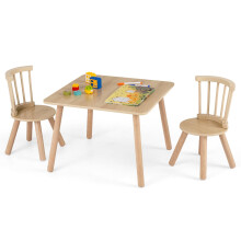 Juego de mesa y 2 sillas de madera para niños con respaldo de husillo