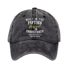 Nostalgic Baseball Cap Wash Cotton Adjustable-Black fifties