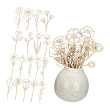 Wooden Flowers Wildflowers Wall Decors Colorable Wood Floral