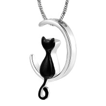 Sturdy Stainless Steel Pet Memorial Necklace Featuring-Black