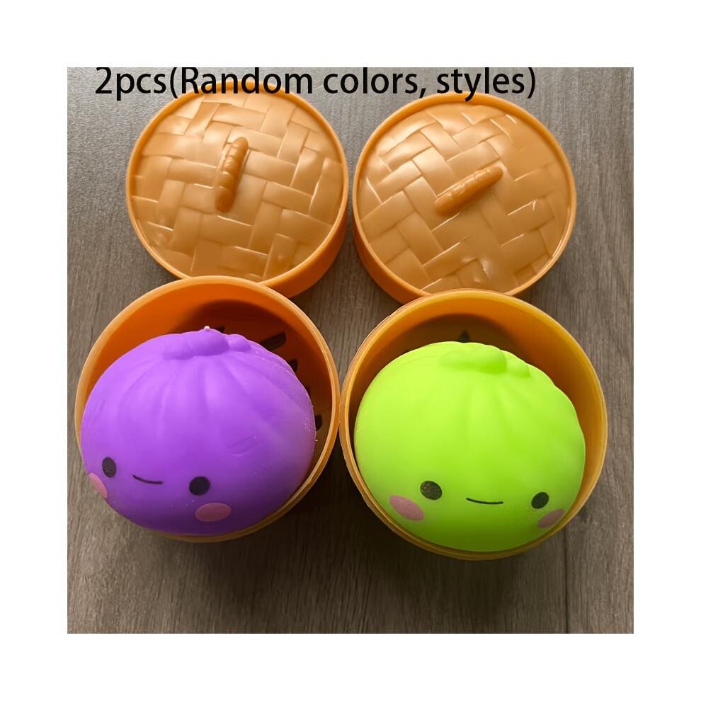 Yeepano (Random Color Max) 2Pcs Squishy Dumpling Stress Balls, Dumpling Squishy Toys, Sensory Toys, Squeeze Dough Ball Relax Toy, Squishy Fidget Toys White
