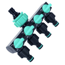 High Flows Garden Water Splitter With 4 Independent Valves-Blue