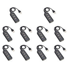 10X USB Hub 2.0 Multi-USB High Speed Hub Splitter 4-Port USB Hub Adapter for Laptop Receiver Computer Accessories Black