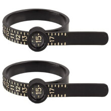 2X Ring Size Ruler,Ring Sizer Measurement Tool,Finger Size Gauge with Magnifying Glass, Plastic Finger Belt 1-17 US Size