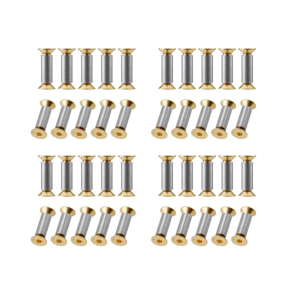 40 Packs Knife Handle Screws Rivets Bolts Fasteners, Gold Hex Flat Screws, Knives Maker Screws 4713089127723