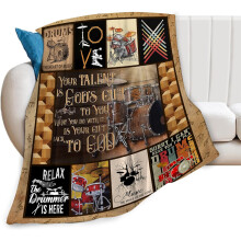 Pătură muzicală rock, design retro de tobe, din fleece, 60x50inch