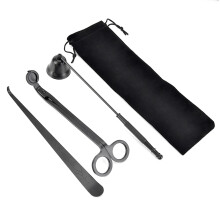 Ensemble d'entretien des bougies 3 en 1 : coupe-bougies, éteignoir et trempette (noir)