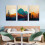 Boho Muurdecoratie Canvas Set van 3 – Cactus Zon Maan Bos 1