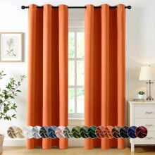 Orange Blackout Curtains 40"W x 64"L, Pair, Thermal