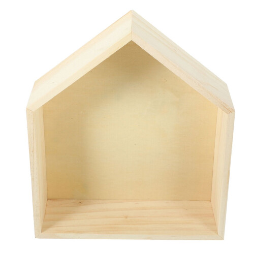 Væghylde i træ formet som et hus til børn, 20x17,5x7,7 cm