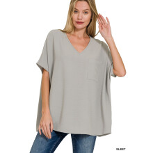 Damesblouse met V-hals en dolmanmodel - Polyester, losse pasvorm
