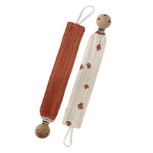 Natural Wood Pacifier Holder With Cotton Cord Safe Easy to-D