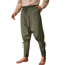 Herren Piratenhose Renaissances Knöchelbandhose-Armeegrün S