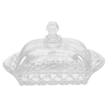 Glazen botervloot met deksel, 17x10,5x9,5 cm