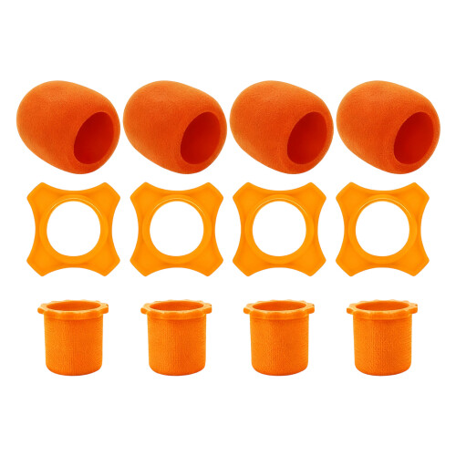 Couverture de micro en éponge douce, anneaux de-Orange 3 pièces