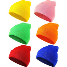 Lot de 6 bonnets tricotés à revers pour hommes et femmes