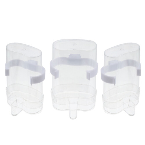 Witte plastic waterdispenser voor parkieten.