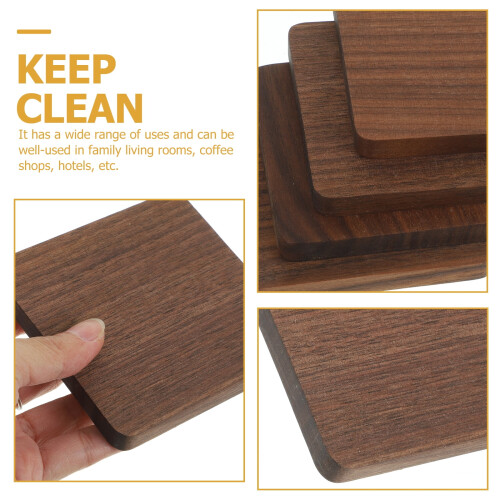 Glass coaster rustic wooden square 4 pcs 2