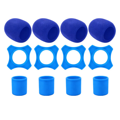 Housse universelle en éponge pour Microphone,-Bleu 3 pièces