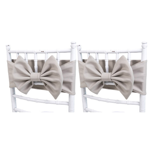 Elastic Chair Bows Tie Chair Back Sashes Decors Set-Silver Gray