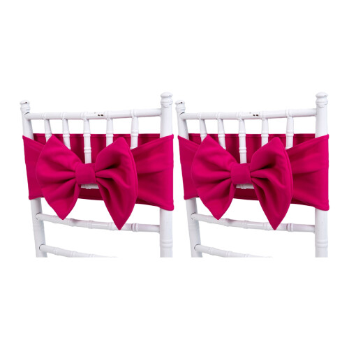 2Pcs Chair Sashes with Large Bows for Engagements-Rose Red