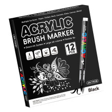 12Pcs Acrylic Paint Pen Brush Tip for Journaling-12 black