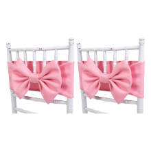2Pcs Stretch Chair Sashes Chair Bows Accessories for-Pink