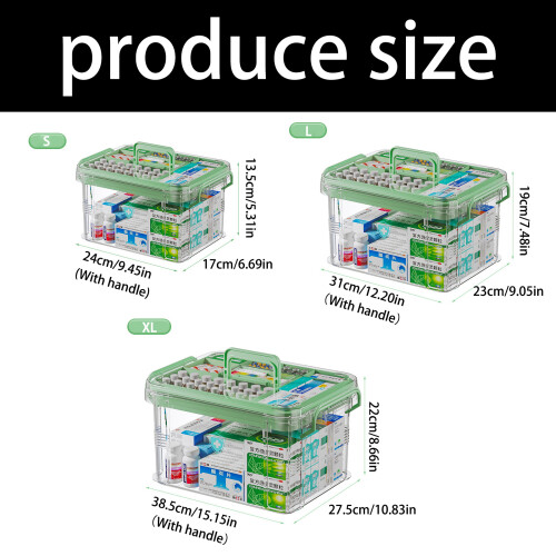 Plastic Medicine Storage Box with Lid and Handle Waterproof-L 2
