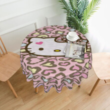 Hello Kitty Round Tablecloth 60 in, Polyester Spill-Proof