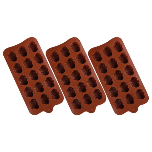 Conjunto de 3 Moldes de Silicone para Chocolate com Design de Coroa