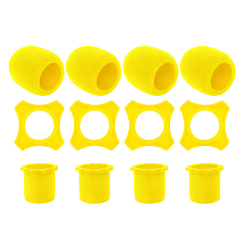 Thickened High Density Sponge Microphone Cover-Yellow 3 Piece