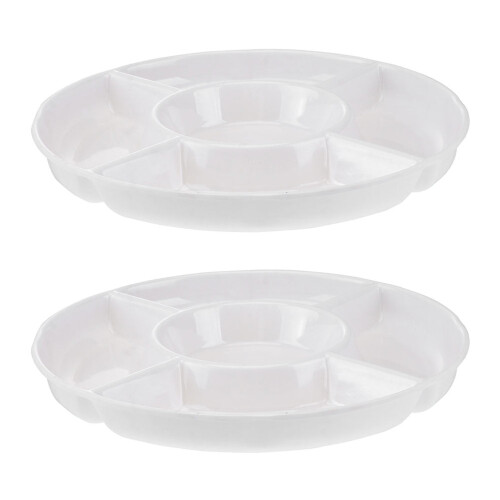 Assiette de service compartimentée en mélamine blanche 25,3 cm